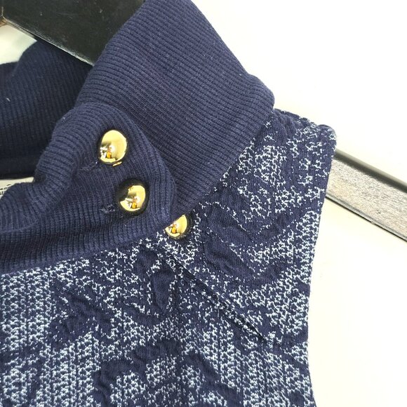 Janie and Jack Navy Blue Floral Jacquard Turtle Neck Tunic Dress Sleeveless Top - Picture 3 of 8